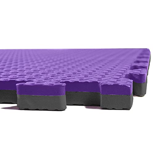 1" Extra Thick 48 sq ft Reversible EVA Gym Foam Floor Mat Tiles (Black/Purple)