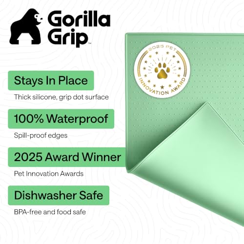 Dog Food Mat 100% Waterproof Silicone (Mint / 23"l X 15"w)