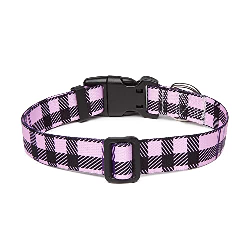 Adjustable Dog Collar (Large / Purple Plaid)