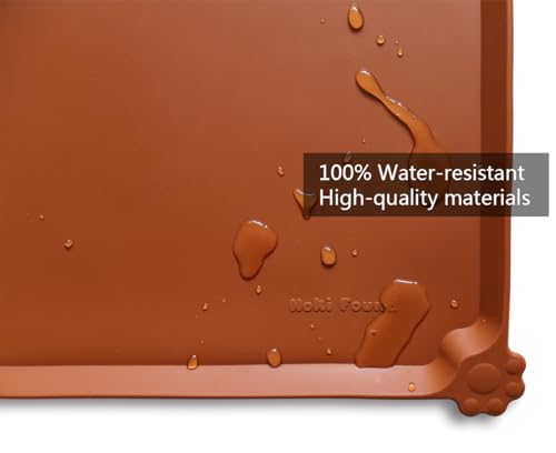 Hoki XX Large Silicone Non Slip Pet Food Mats (28"L x 26"W / Caramel)