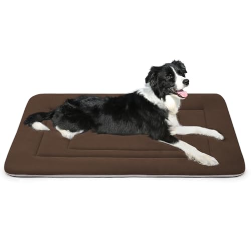 Dog Bed Soft Dog Crate Bed Pad Mat (36.0"L x 23.0"W x 1.2"Th / Dark Brown)