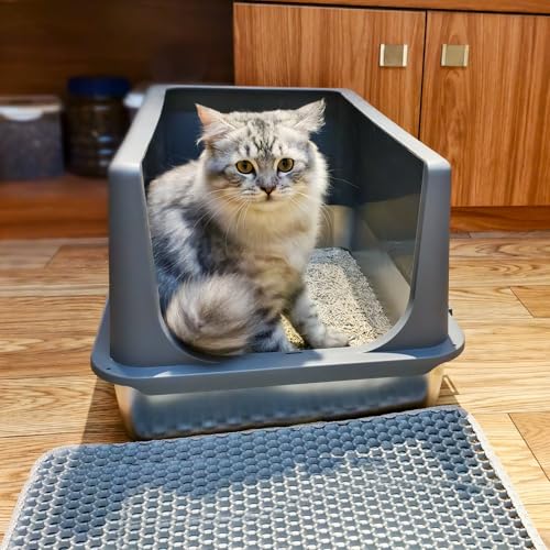 Stainless Steel Litter Box with Lid (12"H - Grey)