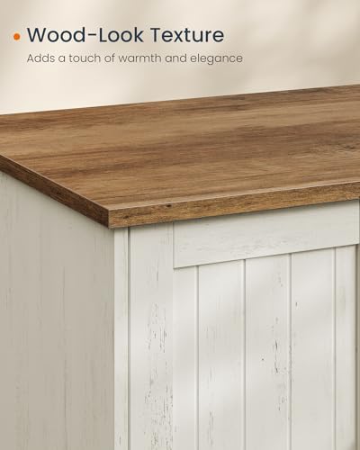 Toolless Assembly Litter Box Enclosure (Rustic White + Honey Brown / XXL (57.8"L x 19.7"W x 19.7"H))