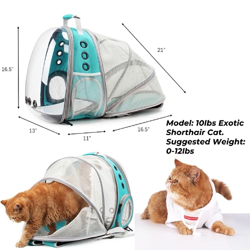 Expandable Bubble Cat Carrier Backpack (Back Expandable-Green)