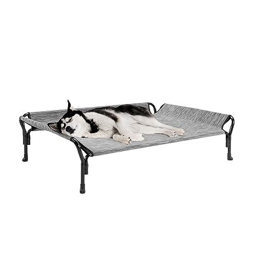 Cooling Elevated Dog Bed (Black Silver / 47.0"L x 32.0"W x 12.0"Th)