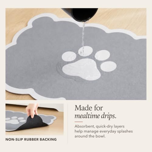 Scalloped Dog Feeding Mat (Grey / 19"L x 14"W)