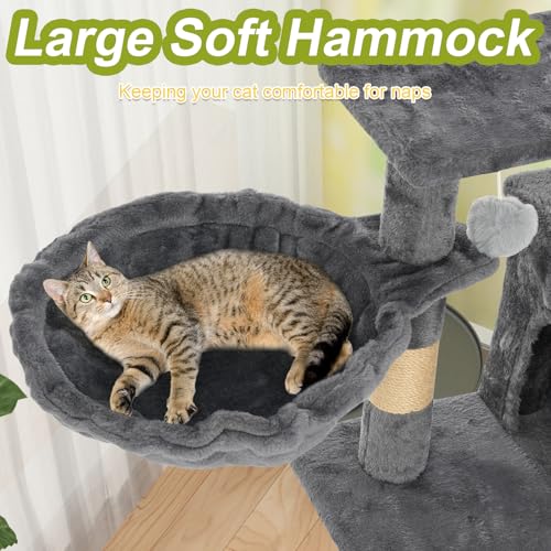 Cat Tree Tower with Hammock (Grey)