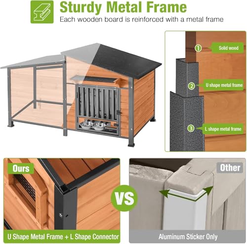 Extra Large Heated Dog House for Outside Insulated Dog House Outdoor with Safe Heated Pad