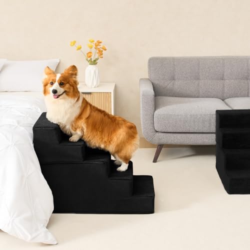 Dog Stairs for High Bed 22.5" H (Black / Standard 15.7" x 30" x 22.5")