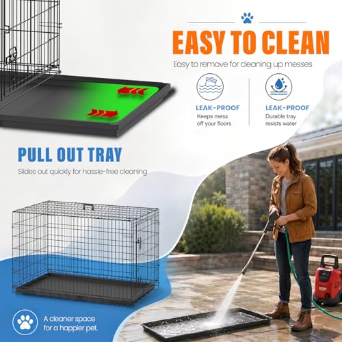 Dog Crate for Large Dogs 48 Inch Folding Kennel Metal Pet Cage Black (Black / 48.0"L x 29.0"W x 31.0"H)