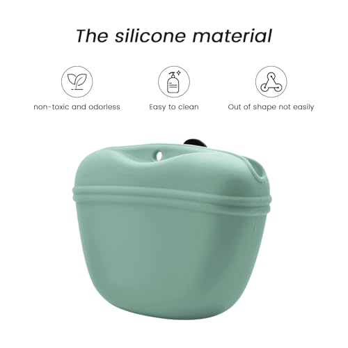 Silicone Dog Treat Pouch with Clicker Magnetic Closure Secure Clip (2 Pack / Lake Blue + Battleship)