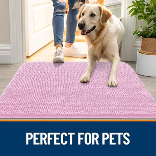 Dog Door Mat for Muddy Paws 59x32 (Pink / 59" X 32")