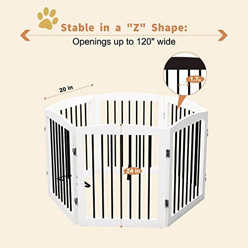 Freestanding Pet Gate for Dogs (24" Height-6 Panel / White & Black)