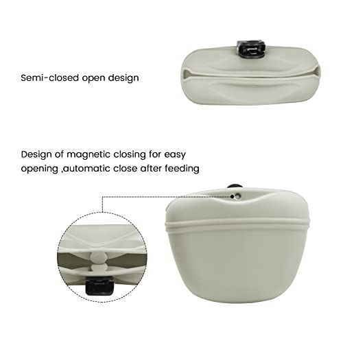 Silicone Dog Treat Pouch with Clicker Magnetic Closure Secure Clip (2 Pack / Light grey+Beige)