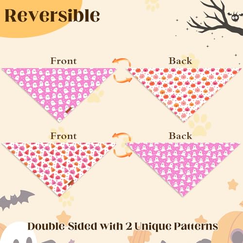 2 Pack Halloween Dog Bandanas (Pink / X-Large)
