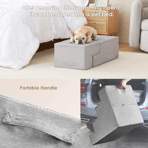 Dog Stairs for Bed 18" H (Light Grey / Extra Wide 16.5" x 28" x 18")