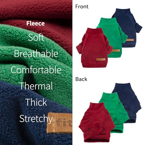 3 Pack Classic Fleece Dog Sweater (Small / Red Green Navy Blue)