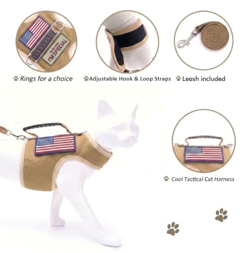 Cat Harness and Leash Set for Walking Escape Proof (Khaki / Xxl 19-26 lbs)