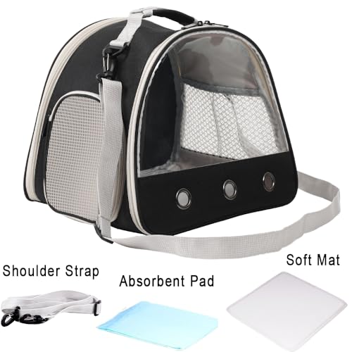Small Animal Travel Carrier with Absorbent Pad Set (Black)