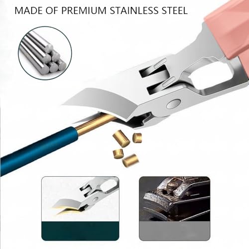 Angled Nail Clippers Pink Eagle Beak Oblique Slanted Curved Thick Professional Nail Clippers for Women Adult Men Ingrown (Classic)