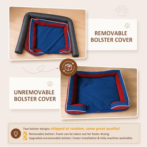 Orthopedic Dog Bed for Extra Large Dogs with Bolster (45.0"L x 35.0"W x 8.5"Th / Classic Tri-Color)