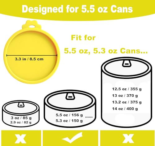 Cat Food Can Covers Lids for 5.5 oz Cans (Yellow)