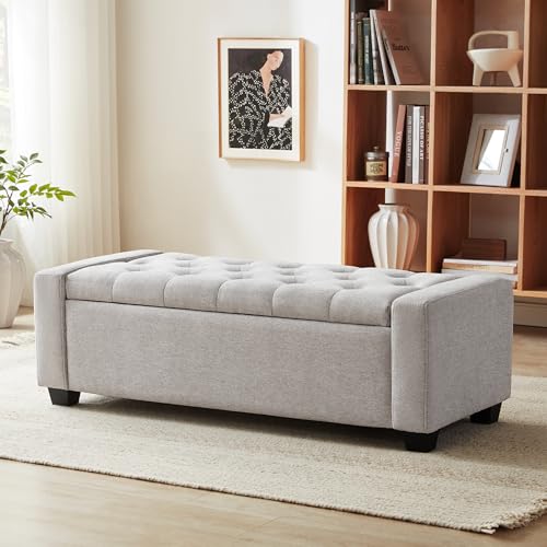 48" Ottoman with Storage (Lightgray / 19.7"D x 48"W x 16.9"H)