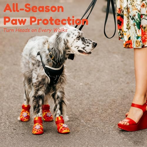 Dog Shoes for Hot Pavement (Yellow Red / S)