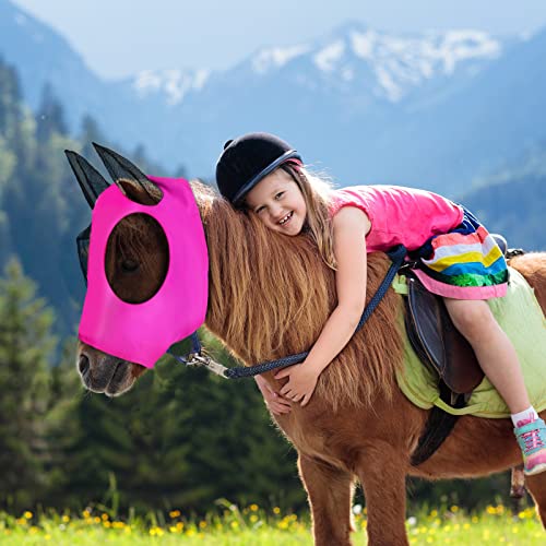 4 Pcs Horse Fly Mask with Ear (Large / Purple, Blue, Pink, Black)