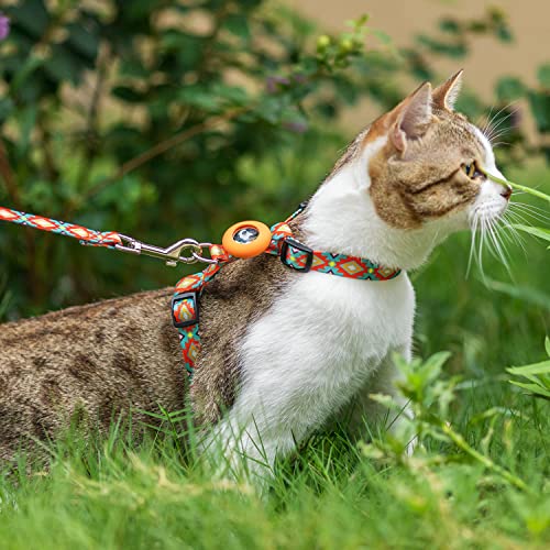 Cat Harness and Leash Escape Proof for Walking Travel Outdoor (Orange / Neck:7.6"-12" chest:10.6"-18")