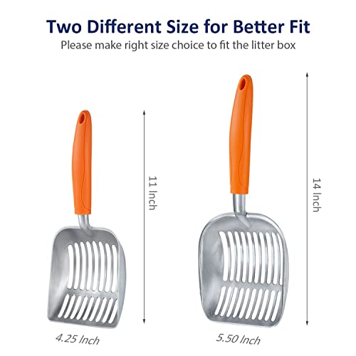 Cat Litter Scoop (Small / FLAT Aluminum \ #09 Orange Handle)