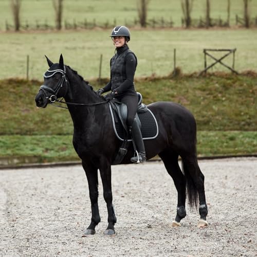 Adepto Padded All Purpose Quilted Equestrian Saddle Pad for Horses with Two (Black / Pony)