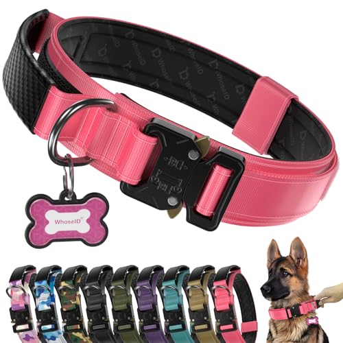 Premium Tactical Dog Collar (Pink / XL: Fits Neck 20.5"-24.5")
