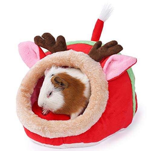 Guinea Pig Rabbit Ferret Bed Hide Huts Removable Cushion for Rat Accessories Toys (L / 5-Reindeer)