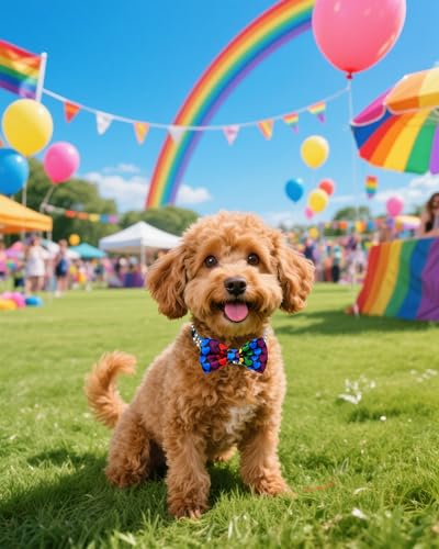 10 Pack Pride Month Dog Bowties for Small Dogs Sliding on Collar (S/M)