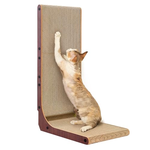 Cardboard Cat Scratcher for Indoor Cats (Dark Brown / 16.6x11.2x26.8)