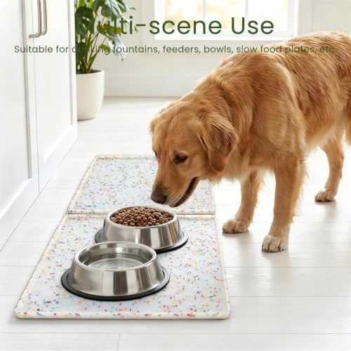 2 Pack Dog Food Mat Anti (24.5"L x 16.5"W - 2 Pack / Donut-White)