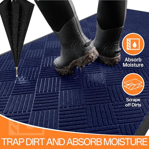 Indoor Outdoor Door Mat (Blue Diamond / 3' x 4' (Rectangular))