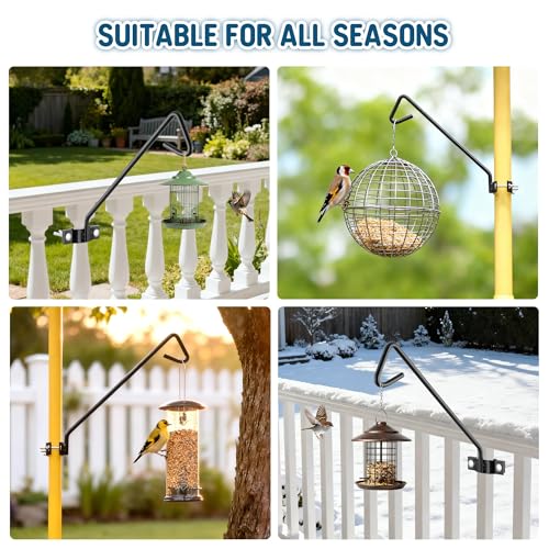 11 Inch Long Fence Deck Hook Rail Hanging Mounting Kit Heavy Duty Bird Feeder Hook Decorative Hanger for Bird Feeders Planters Suet Baskets Lanterns on Balcony Porch Railing Fence (11in Long Fence Hook-1 Pack)