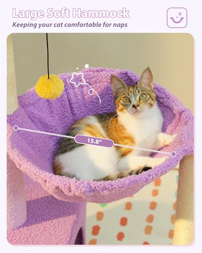 Purple Flower Cat Tree for Small Indoor Cats w (35" Upgraded Flower Cat Tree / Purple)