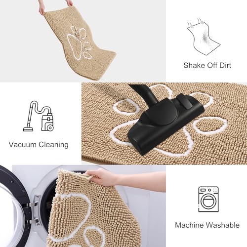 Dog Door Mat for Muddy Paws (48"X30" / Beige and White)