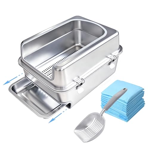 Pull Out Sifting Cat Litter Box with Lid for Pine Pellets (Medium)