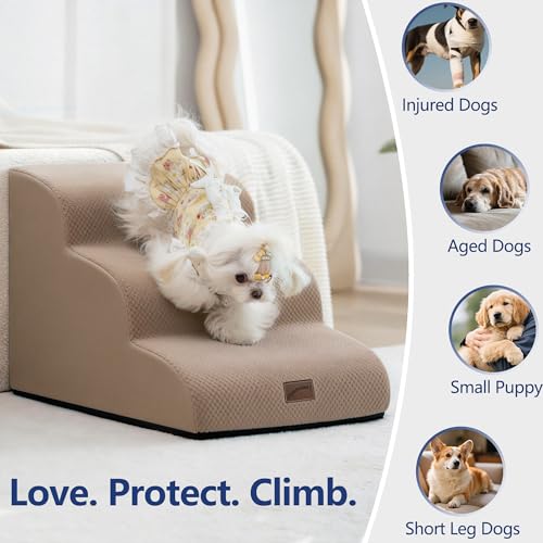 Ramp Dog Stairs for High Beds 24.4" H (Camel / 5-Step-Update (34.5"D x 17.7"W x 24.4"H))