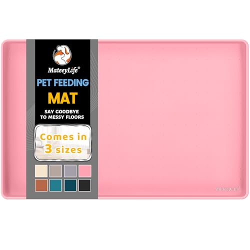 Silicone Cat & Dog Food Mat for Floors Waterproof (Pink / 22''×14'')