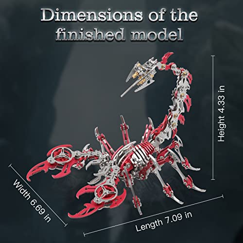 Scorpion 3D Metal Puzzles Kits for Adults Teens (Red)