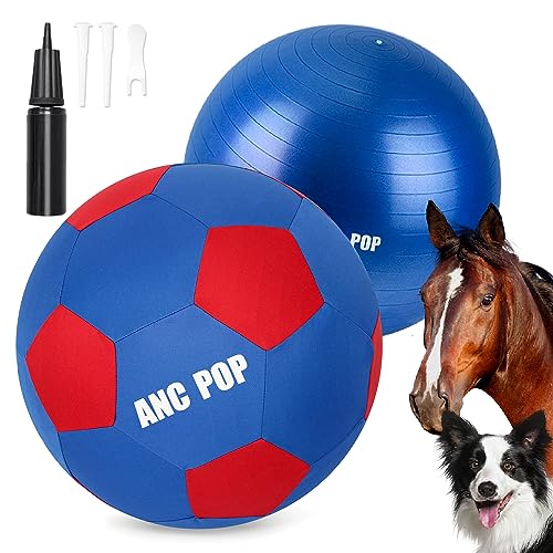 Herding Ball for Dogs Horse Ball & Cover 25" for Horses Large with Hand Pump for Play (Blue and Red / 25 inches)