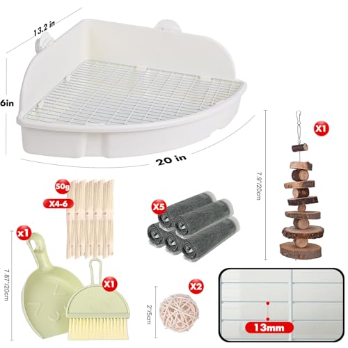 Rabbit Litter Box Large Bunny Guinea Pig Corner Litter Box Potty Trainer Bigger Pet Pan Hamster Bedding Cage Litter Fanshaped for Adult Guinea Pigs Chinchilla Ferret