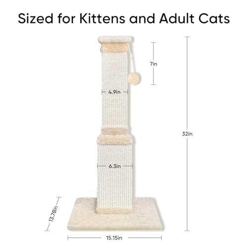 Cat Scratching Post for Indoor Cats (Beige)