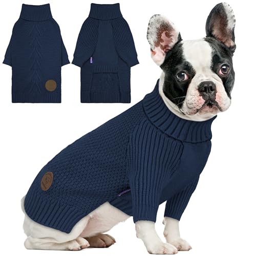 Dog Sweater Long Sleeve Warm Knitted Sweaters for Medium Dogs Boy (1# Navy / X-Large)