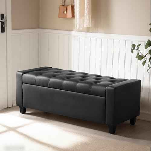 Ottoman with Storage (Black-pu)